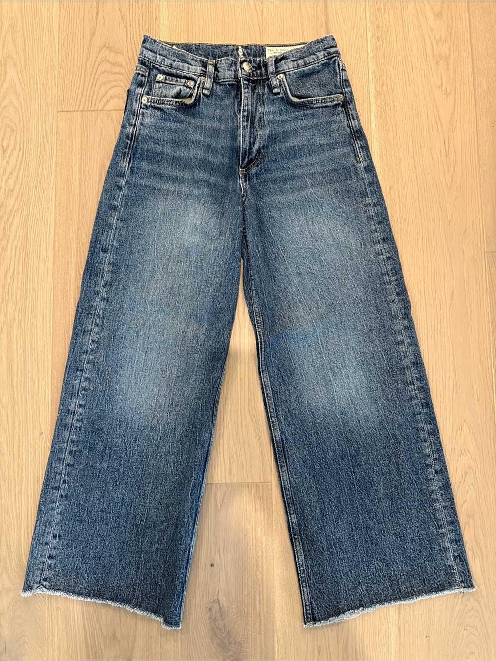 rag & bone Andi Dark Blue Wide-Leg High-Rise Jeans, Sz 26 - Picture 6 of 7